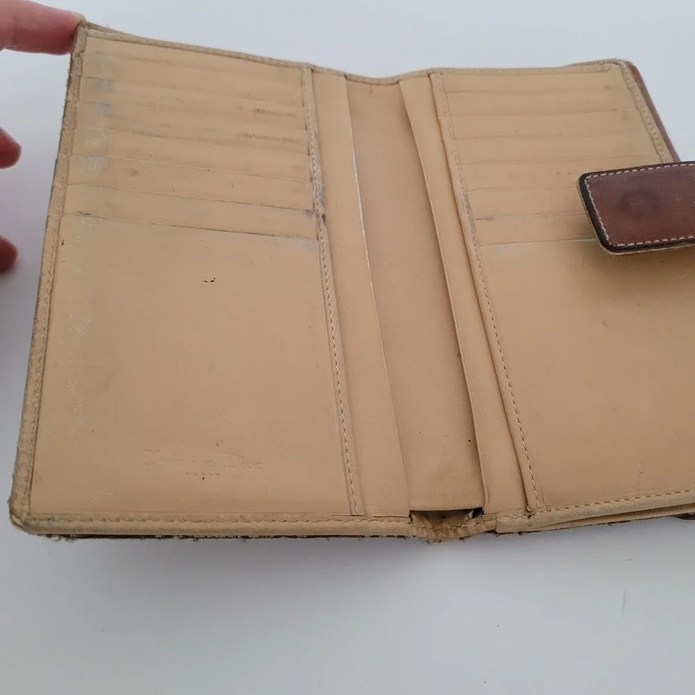 Christian Dior Vintage Trotter Monogram Wallet Brown Leather BM-0012